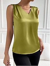 economico Bluse Eleganti-Canotta Per donna Nero Bianco Rosso Semplice Spalle scoperte Quotidiano Streetwear Moda Scollo a V Vestibilità regolare S