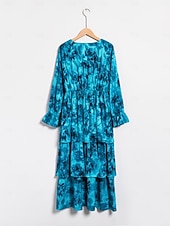 abordables robe décontractée imprimée-robe midi élégante en mousseline à jacquard fleuri