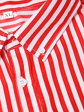 voordelige Overhemden met knopen voor heren-Voor heren Overhemd Button-down overhemd Shirt met kraag Strijkvrij overhemd Zwart Wit Rood Marineblauw Lange mouw Gestreept Kraag Lente zomer Bruiloft Werk Kleding