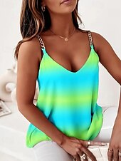 ieftine Bluze &amp; Camisole Damă-Top de damă fără mâneci cu bretele imprimeu de modă bluze obișnuite de tip V casual negru roșu albastru violet verde vară