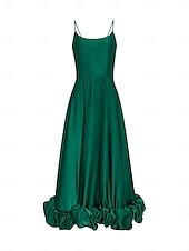 abordables Robes de fête-robe d&#039;occasion spéciale en satin de luxe vert pour femme, robe maxi à volants 3D, robe de soirée/mariage pour impressionner 2024