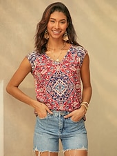 ieftine Magazin grafic Tricouri fără mâneci &amp; Camis-Camisola de damă top cu bretele Tipar Basic Fără Mâneci Regulat Topuri De Col V Casual Roșu Albastru Violet Verde