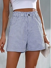 billige Bermuda-shorts-Dame Shorts Fritid hverdag Kort Stripet Sidelommer Pusteevne Bekvem Mikroelastisk Helg Svart Rød Blå Sommer Normal