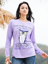 voordelige Humor &amp; Citaten thee-Dames T-shirt dier Hond Brief Modieus Grappig Korte mouw Ronde hals Normale tops Dagelijks Weekend Afdrukken Wit Licht Bruin Paars Khaki Zomer