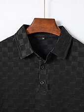 billige Klassisk poloskjorte for menn-Herre Polo Golf skjorte Virksomhet Avslappet Klassisk Kortermet Mote Helfarge Sjakkbrett Knapp Sommer Vår Normal Lyseblå Svart Navyblå Polo