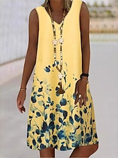 cheap Boho Dress-Women&#039;s Mini Dress Petite Dress Casual Dress Tank Dress Summer Dress Boho Dress Stylish Casual Vacation Daily Regular Fit Floral Graphic Sleeveless V Neck Black Yellow Pink Blue Summer