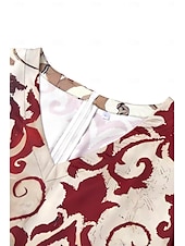 billiga Boho klänningar-Kvinnors Maxi Klänning Avslappnad Klänning Skift Klänning Blommig Utomhus Semester Daglig Regular Fit Kort Ärmar V-hals Khaki Sommar Vår