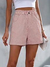 billige Bermuda-shorts-Dame Shorts Fritid hverdag Kort Stripet Sidelommer Pusteevne Bekvem Mikroelastisk Helg Svart Rød Blå Sommer Normal