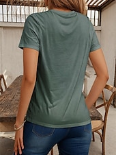 ieftine Tricou cu animale-Tricou pentru femei casual guler rotund imprimeu 3D cu pisică verde mâncă scurtă îmbrăcăminte zilnică confortabil ajustare relaxată modă top de dimensiuni multiple