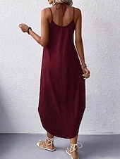 ieftine rochie maxi neagra-Pentru femei Rochie Maxi Rochie neagra Rochie casual Rochie de Cocktail Rochie formala Șic Stradă Maxi Casual Vacanță Stradă Concediu Fit regulat Fără manșon Cu Bretele Negru Roșu Vin Bleumarin Verde