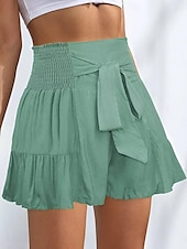 Недорогие Шорты-бермуды-Жен. Шорты Skort Классический На каждый день Короткие Завышенная Полотняное плетение Оборки Эластичная талия Высокий вырез Воздухопроницаемость Мягкий Слабоэластичная На каждый день выходные