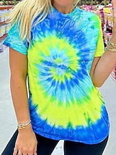 Χαμηλού Κόστους Τέχνη &amp; Σχεδίαση μπλουζάκι-Γυναικεία Μπλουζάκι Δετοβαμένο Στυλάτο Κοντομάνικο Στρογγυλή Ψηλή Λαιμόκοψη Κανονικά μπλουζάκια Διακοπές Πράσινο του τριφυλλιού Καλοκαίρι