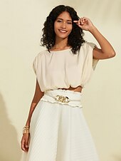 cheap Shirts,Tops &amp; Blouses-Women&#039;s Crop top Drawstring Sleeveless Satin Top Elegant Casual Work Spring Summer