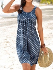 levne Sundresses-dámské ležérní šaty tankové šaty květinový geometrický potisk u krku minišaty stylové denní rande bez rukávů léto