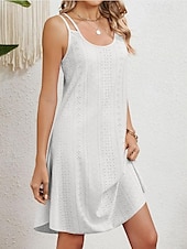 tanie mini czarna sukienka-Damskie Sukienka midi Biała sukienka Sukienka na ukończenie szkoły Koronkowa sukienka Codzienne sukienki Moda miejska Codzienny Linia A Urlop Ulica Święto Luźna Krótki rękaw W serek Czarny Biały