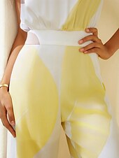 お買い得  Jumpsuits-サテンフローラルツイストジャンプスーツ