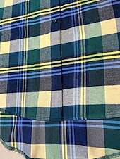 tanie Koszule-Damskie Koszula Koszule inspirowane lnem Zapiąć Paski i Plaid Codzienny Kołnierzyk koszuli Codzienny Kratka Zielony Wiosna, jesień, zima, lato