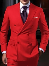 cheap Formal Suits-Men&#039;s Wedding Suits Homecoming Suits Black White Business Formal Solid Colored Tailored Fit 2 Piece Double Breasted Six-buttons