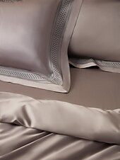 economico Collezione d&#039;elite-copripiumino in puro cotone pima al 100% 4 pezzi set supima 140-tc set di biancheria da letto in raso di seta morbido di lusso 1 copripiumino 1 lenzuolo piatto 2 federe