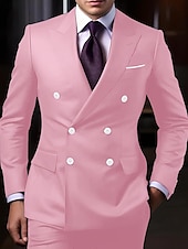 cheap Formal Suits-Men&#039;s Wedding Suits Homecoming Suits Black White Business Formal Solid Colored Tailored Fit 2 Piece Double Breasted Six-buttons