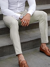 cheap Chinos-Men&#039;s Graduation Trousers Chinos Chino Pants Pocket Plain Comfort Breathable Office Daily Casual Black Red