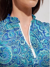 cheap Golf Dresses-Women&#039;s Golf Dress Blue Sleeveless Sun Protection Tennis Outfit Paisley Ladies Golf Attire Clothes Outfits Wear Apparel