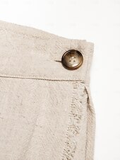 cheap Women&#039;s Skirt-Women&#039;s Linen Blend Khaki Box Pleated Midi Skirt