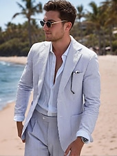 abordables Trajes casuales-De los hombres boda en la playa Trajes Pico Rosa Azul Marino Color sólido Estándar Juego de 2 piezas Recto 2 botones