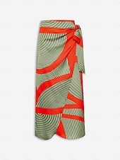 economico gonna da donna-gonna midi in vita elasticizzata color block in raso