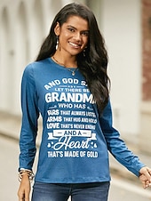 Χαμηλού Κόστους Χιούμορ και αποσπάσματα-Γυναικείο T- shirt Κοντομάνικο Μακρυμάνικο Τοπάκι Γράμμα Εκτύπωση Κανονικά Τοπ Στρογγυλή Λαιμόκοψη Καθημερινή Έξοδος Ροζ Μπλε Πράσινο Γκρι Άνοιξη  Φθινόπωρο