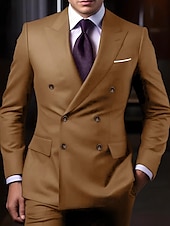cheap Formal Suits-Men&#039;s Wedding Suits Homecoming Suits Black White Business Formal Solid Colored Tailored Fit 2 Piece Double Breasted Six-buttons