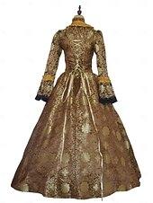 abordables Robes-ancien Baroque Punk &amp; Gothique Maxi Robe Normal Juliette Cendrillon Princesse Col carré Déguisement Royal Halloween Carnaval Mascarade Performance Soirée Halloween Adultes Toutes saisons