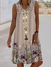 cheap Boho Dress-Women&#039;s Mini Dress Petite Dress Casual Dress Tank Dress Summer Dress Boho Dress Stylish Casual Vacation Daily Regular Fit Floral Graphic Sleeveless V Neck Black Yellow Pink Blue Summer