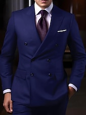cheap Formal Suits-Men&#039;s Wedding Suits Homecoming Suits Black White Business Formal Solid Colored Tailored Fit 2 Piece Double Breasted Six-buttons