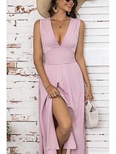 ieftine Rochii Albe Casual-rochie maxi pentru femei, albă, cu decolteu în V, fără mâneci, talie strânsă, în formă de linie, seară formală, nuntă, bal de absolvire, primăvară vară, mărime întreagă, îmbrăcăminte potrivită,