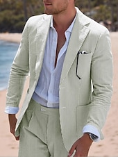 abordables Trajes casuales-De los hombres boda en la playa Trajes Pico Rosa Azul Marino Color sólido Estándar Juego de 2 piezas Recto 2 botones