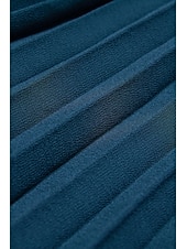 abordables Robes décontractées-Robe longue d&#039;invité de mariage en mousseline de soie pour femmes, élégante, bleue, plissée, col en v, manches courtes, ligne a, robe de soirée formelle