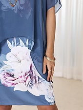 levne Party šaty-Dámské Midi šaty Tankové šaty Elegantní Formální Párty Svatební host Koktejlový večírek Běžný Květinový Bez rukávů Tričkový Vodní modrá Fuchsiová Léto