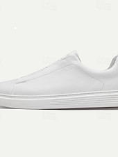  Weiße Slip-On-Sneaker aus Leder für Herren – minimalistisches Design mit bequemer Sohle für den Freizeitlook
