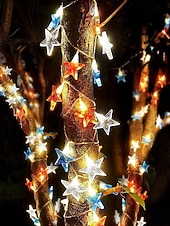  Патриотичные светодиодные гирлянды для Дня независимости 4 июля 250-й юбилей День памяти звездные огоньки 1,5 м 10 LED работающие от батареек праздничное украшение для дома