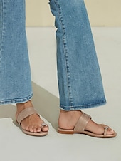 olcso Nyári szandálok-Női Szandálok Papucsok Bling Bling cipők Boho Strasszkő Lapos PU Arany