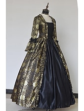 abordables Robes-ancien Baroque Punk &amp; Gothique Maxi Robe Normal Juliette Cendrillon Princesse Col carré Déguisement Royal Halloween Carnaval Mascarade Performance Soirée Halloween Adultes Toutes saisons