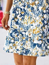 cheap Art&amp;Design Dress-Women's Mini Dress Casual Dress Petite Dress Sundress Summer Dress Vintage Ethnic Vacation Cocktail Party Beach Loose Fit Floral Sleeveless Halter Neck Blue Summer