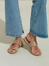 olcso Nyári szandálok-Női Szandálok Papucsok Bling Bling cipők Boho Strasszkő Lapos PU Arany
