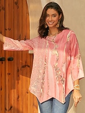 billiga Kvinnors Konst &amp; Design Toppar-Kvinnors blus chiffong daglig grundläggande neongrön  ljus abstrakt tryck långärmad lång toppar rund hals avslappnad ljusgrön rosa blå grön beige höst  vinter
