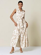 levne Květinové šaty-Dámské letní maxi šaty bez rukávů s áčkovým límcem a páskem, tvarované kapsy, látka v pase, slim fit, modrá, zelená, béžová