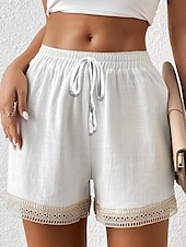 cheap Shorts-Women&#039;s Shorts Plain White Active High Waist Short