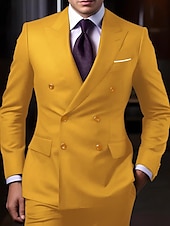 cheap Formal Suits-Men&#039;s Wedding Suits Homecoming Suits Black White Business Formal Solid Colored Tailored Fit 2 Piece Double Breasted Six-buttons