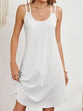 tanie mini czarna sukienka-Damskie Sukienka midi Biała sukienka Sukienka na ukończenie szkoły Koronkowa sukienka Codzienne sukienki Moda miejska Codzienny Linia A Urlop Ulica Święto Luźna Krótki rękaw W serek Czarny Biały