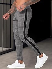 halpa Chinot-Miesten Housut Kiinalainen Kesähousut Rennot housut Edessä tasku Vetoketjullinen jalka Ruudukko / Plaid Mukavuus Hengittävä liiketoiminta Kausaliteetti Päivittäin Muoti Perus Ruskea Khaki